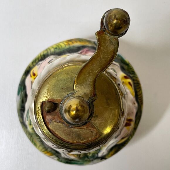 Vintage Salt Shaker And Pepper Grinder Set Porcelain and Brass Made In Italy - Picture 8 of 16